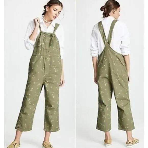 THE GREAT. Denim - THE GREAT. The Easy Overall Jumpsuit Sprig Print Green XS